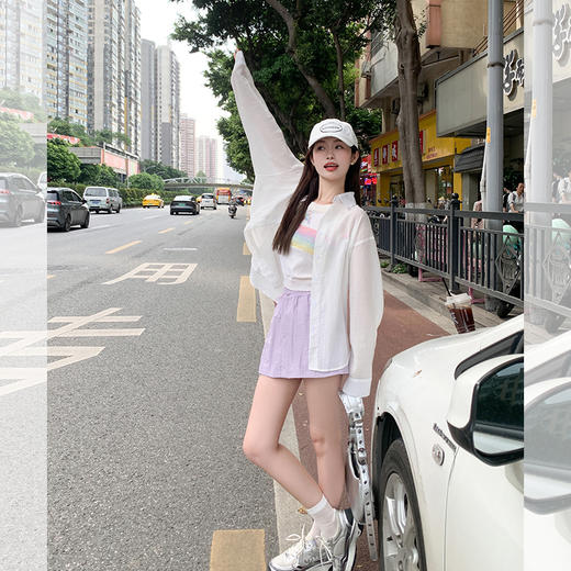 <曾小咸推荐> 【不费力穿搭】衬衫+紫色半裙套装 商品图2