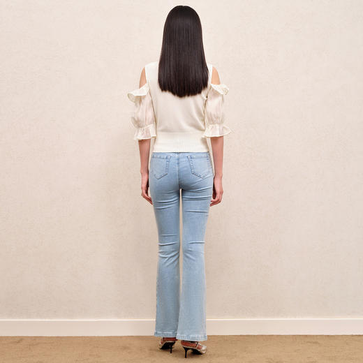 温柔浪漫氛围感露肩拼接套头针织秋季修身上衣女MS88SW530A20 商品图3