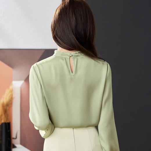 钉珠缎面雪纺衫女上衣2024春装新款洋气小衫长袖女衬衣1775 商品图4