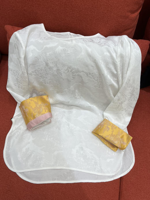 328-1新中式 真丝提花 宋锦袖口 圆领九分袖 衬衫 上衣 发货不能催‼️ 商品图7