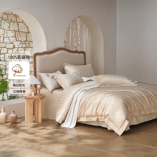 水星家纺四件套100支新疆长绒棉轻奢丝滑床品简约 商品图0
