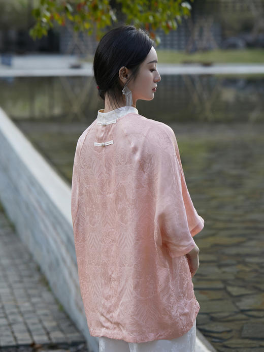 盛唐婧 |桃夭粉新中式国风提花上衣 商品图7