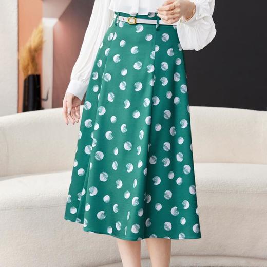 波点半身裙女2024春装新款中长款A字裙大摆裙气质伞裙1779 商品图1