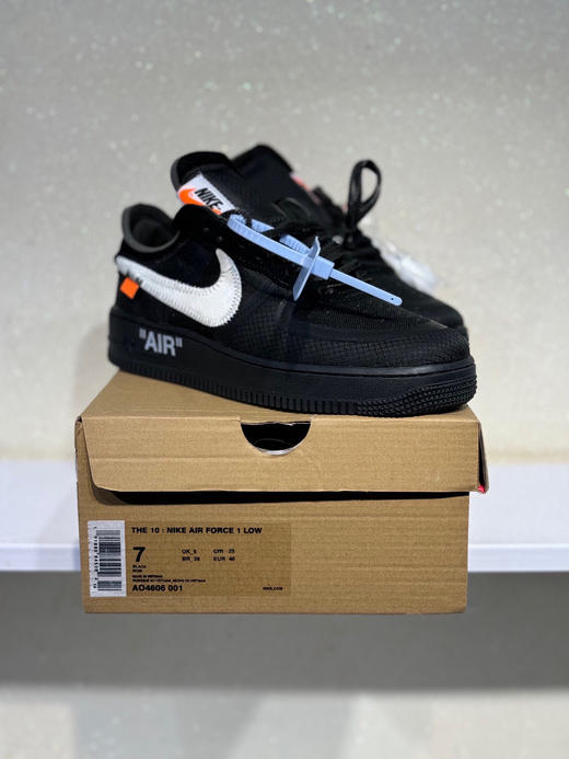 夏日特惠💰360 OFF-WHITE x Nike Air Force1 Low Black White 2.0 联名潮流款 空军一号低帮防滑休闲板鞋 男女同款 商品图6