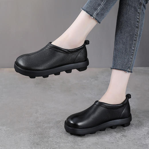 YR 1787头层牛皮复古乐福鞋单鞋真皮一脚蹬软底休闲鞋 商品图2