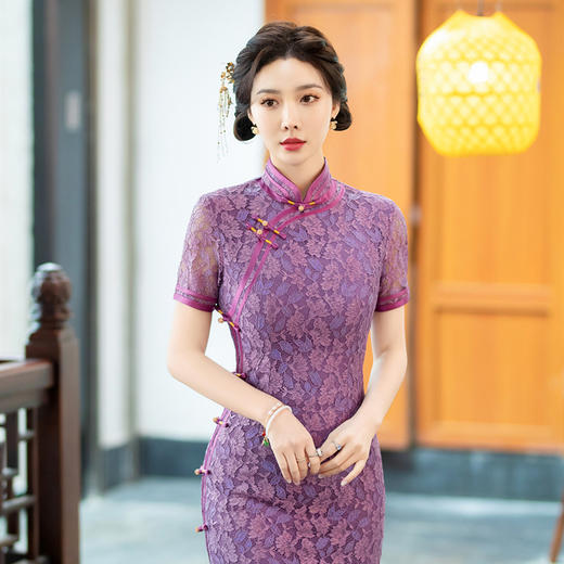 妈妈旗袍3分袖复古修身SYG801 商品图3