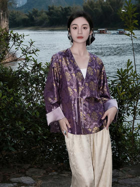 盛唐婧 |真丝宋锦紫气东来外套