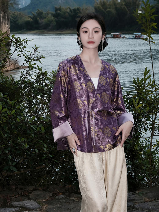 盛唐婧 |真丝宋锦紫气东来外套 商品图0