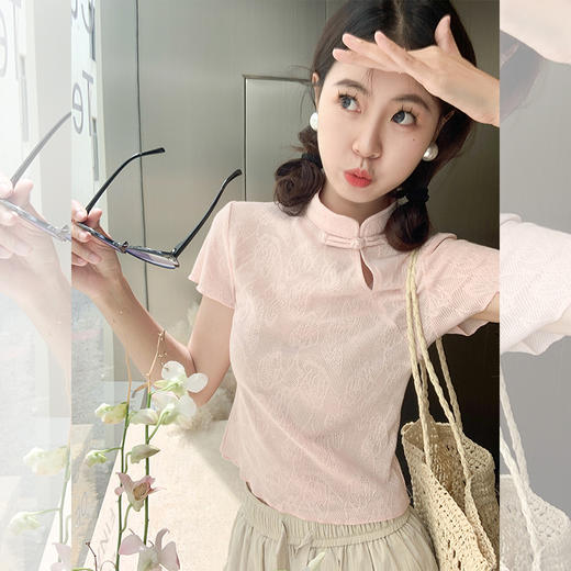 <曾小咸推荐>现货秒杀！最后一波 ！抢到赚到！【复古女郎】国风粉色短袖 日常99.99 立减40 秒杀59.99！ 商品图3