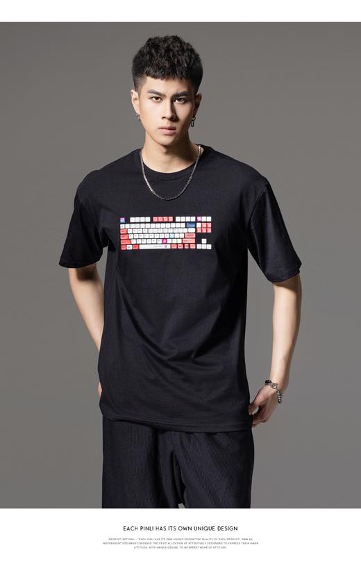 PINLI品立2024夏季新款男士青年圆领印花短袖T恤上衣BG242111043 商品图7
