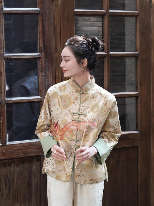 盛唐婧 |真丝宋锦折枝团花纹外套 商品图0