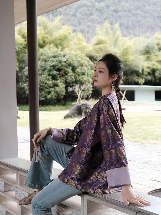 盛唐婧 |真丝宋锦紫气东来外套 商品图4