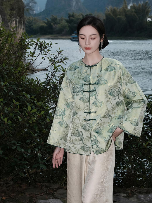 盛唐婧 |真丝宋锦竹菊外套 商品图0