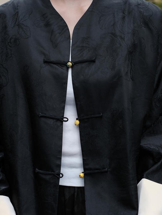 盛唐婧 |真丝缎提花折枝牡丹外套 商品图2