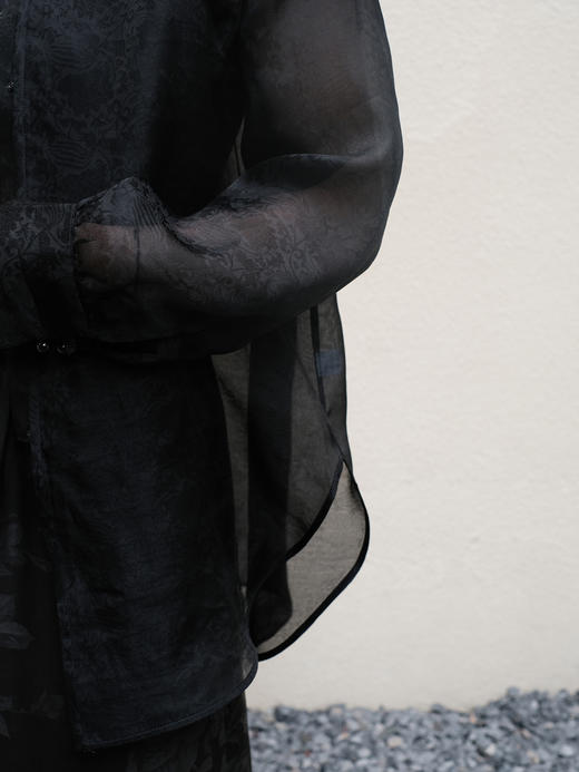 盛唐婧 |手工扎染真丝绡上衣-黑色 商品图2