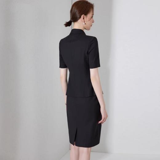 IWY/职业短袖西装套装女夏薄款气质女神范前台接待工作服黑色正装套裙23CPS273 商品图4