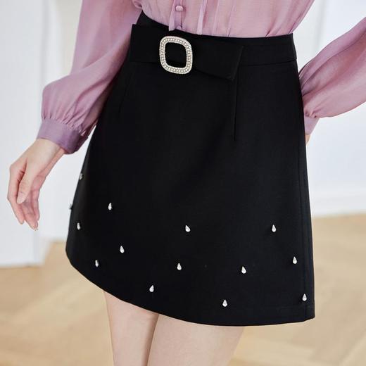 黑色A字裙2024春装新款女半身裙高腰气质打底裙短裙5120 商品图4