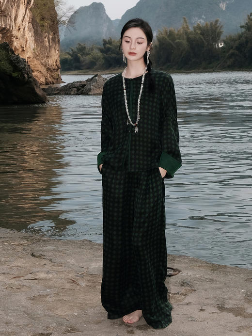 盛唐婧 |真丝重缎香云纱阔腿裤 商品图1