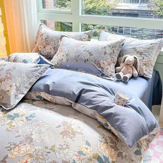 利路米家纺24年春季新款全棉印花四件套牡丹花开 商品图3