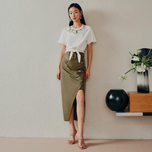 经典高腰廓形包臀裙开叉裙子MC88SK307M70 商品图4