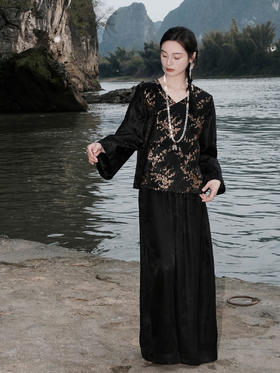 盛唐婧 |真丝宋锦折枝繁花外套