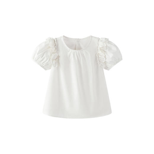 迷你巴拉女童短袖衬衫夏季宝宝婴童透气纯棉泡泡袖儿童衬衫 商品图4