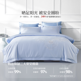 水星家纺全棉三/四件套60s柔软透气绣花清新花卉AB双版床上用品