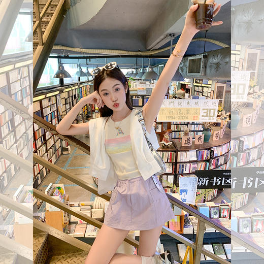 <曾小咸推荐> 【不费力穿搭】衬衫+紫色半裙套装 商品图1