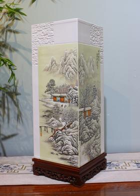 粉彩雪景镶器