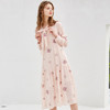 欧芮儿2023春装新款刺绣雪纺连衣裙女 修身长袖蝴蝶结中长款A字裙 商品缩略图1