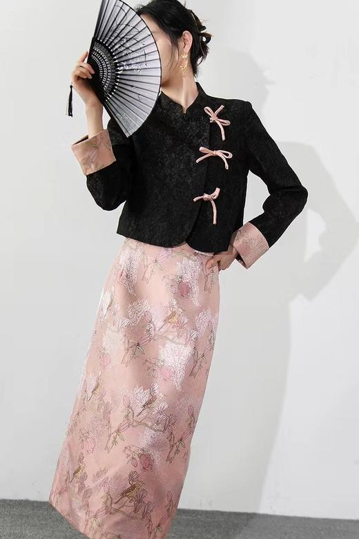 清（NO退微微瑕）限时促【喜出】提花国风粉色单件半裙-喜出 商品图2