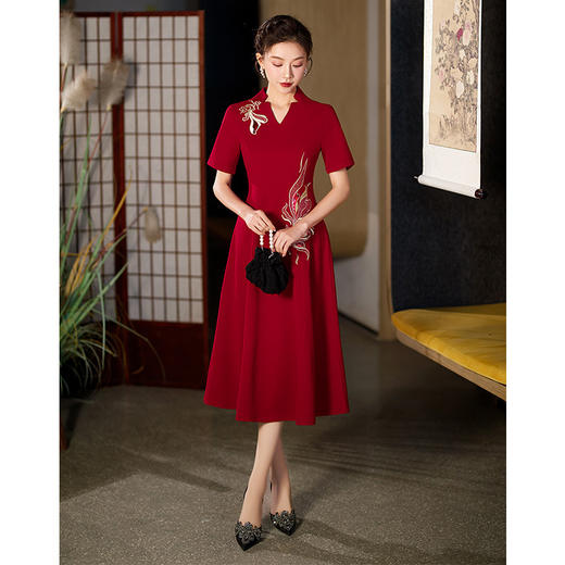 中年妈妈春装婚宴礼服旗袍年轻喜婆婆平时可穿HY2313 商品图2