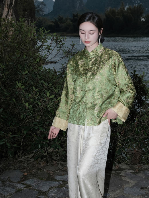  盛唐婧 |限量款宋锦老料繁花对襟外套 商品图0