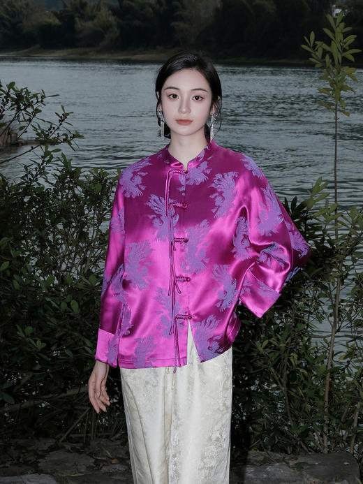 盛唐婧 |桑蚕丝火凤凰紫外套 商品图12