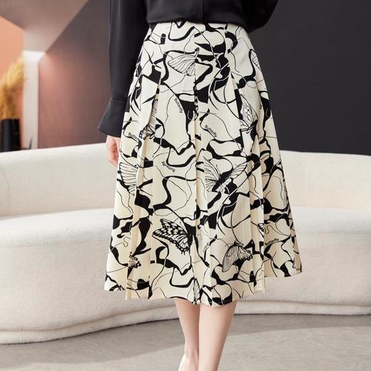 印花雪纺半身裙女2024春装新款中长裙气质职业A字裙1776 商品图2