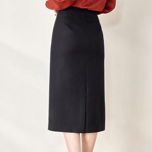 盘扣黑色半身裙女2024春装新款开叉包臀裙高腰A字裙6520 商品图4