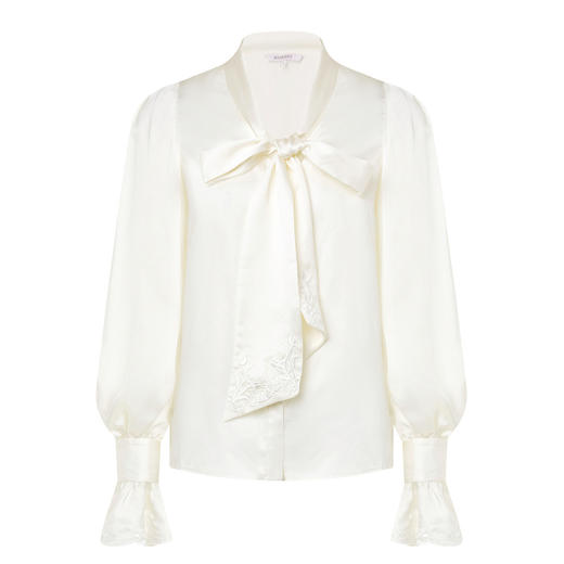 极简通勤风提花镂空设计感缎面衬衫秋季复古宫廷风衬衣女MS88TP520A10 商品图2