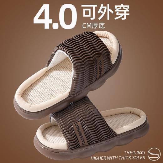 四季亚麻拖鞋女家居厚底室内防滑踩屎感防臭吸汗情侣地板棉麻拖男 商品图6