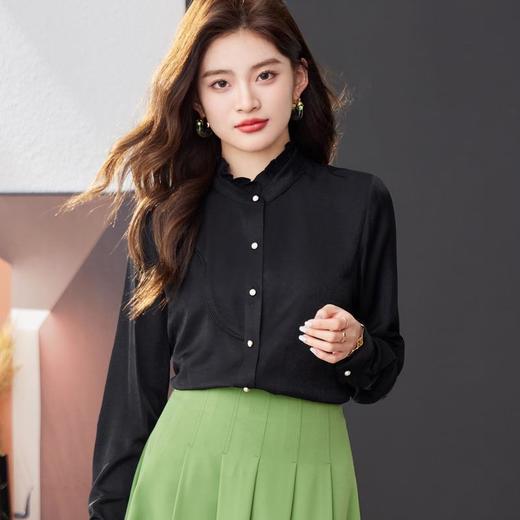 立领雪纺衫女上衣2024春装新款职业洋气小衫长袖女衬衣1783 商品图2