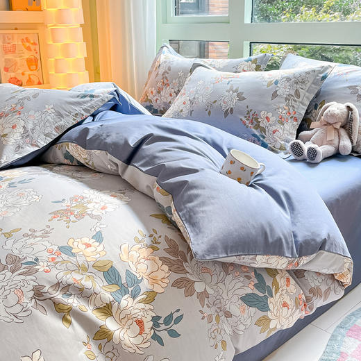 利路米家纺24年春季新款全棉印花四件套牡丹花开 商品图2
