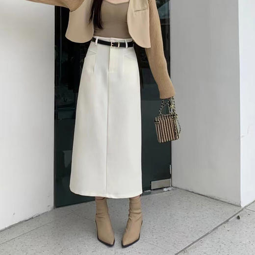 【特惠不退换】西装面料简约气质高腰半身裙   FLW-R4CC56017【FLW-6017】 商品图4