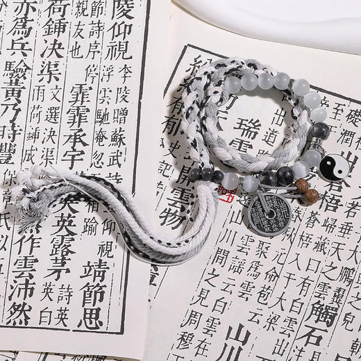 双生太极山鬼花钱手链男款新中式复古款手串藏式情侣手环 商品图2