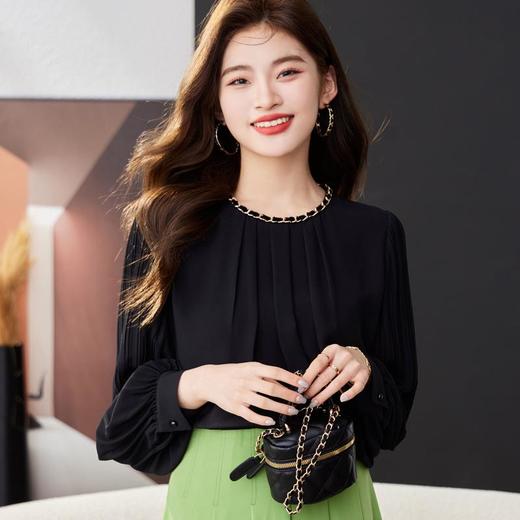 雪纺衫女上衣2024春装新款时尚通勤洋气小衫长袖女衬衣1767 商品图2