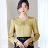国风盘扣圆领提花雪纺衫2024春装新款洋气小衫女衬衣0586 商品缩略图1