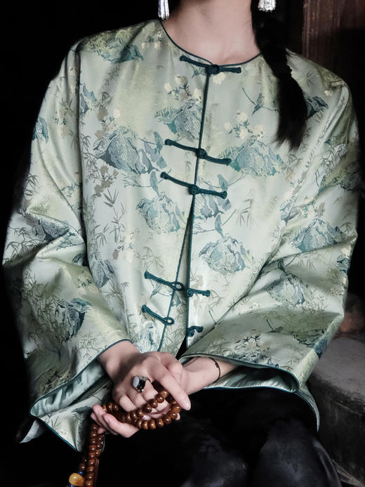 盛唐婧 |真丝宋锦竹菊外套 商品图1