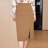 开叉半身裙女2024春装新款三粒扣高腰显瘦一步裙直筒裙6502 商品缩略图0