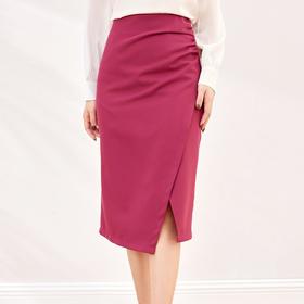 压褶不规则开??半身裙2024春装新款显瘦中长裙直筒裙6507