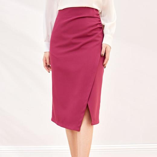 压褶不规则开??半身裙2024春装新款显瘦中长裙直筒裙6507 商品图0