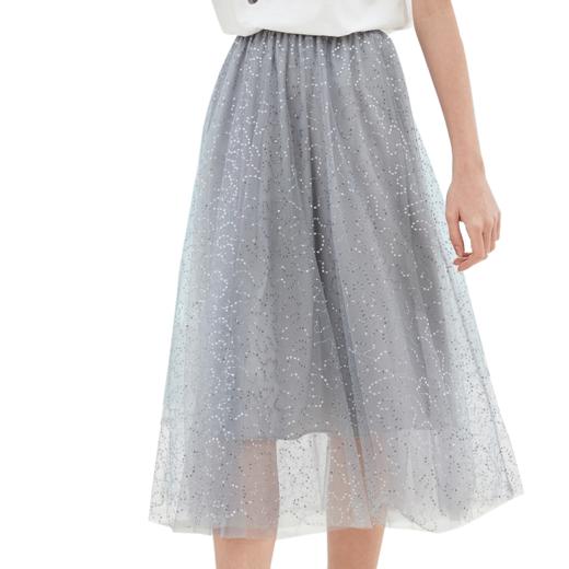 欧芮儿夏装2021新款女装亮片网纱半身裙中长款女高腰a字女裙子 商品图3