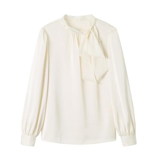 立领蝴蝶结雪纺衫上衣2024春装新款洋气小衫长袖女衬衣0593 商品图4